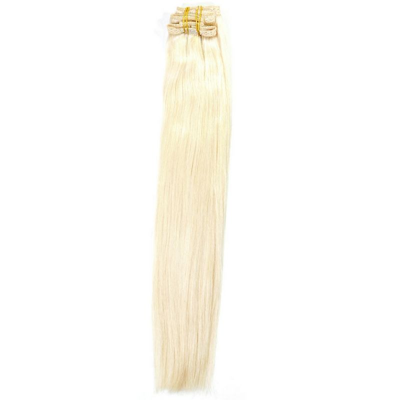Platinum Blonde Clip Ins Brazilian Hair Extensions Carlie S