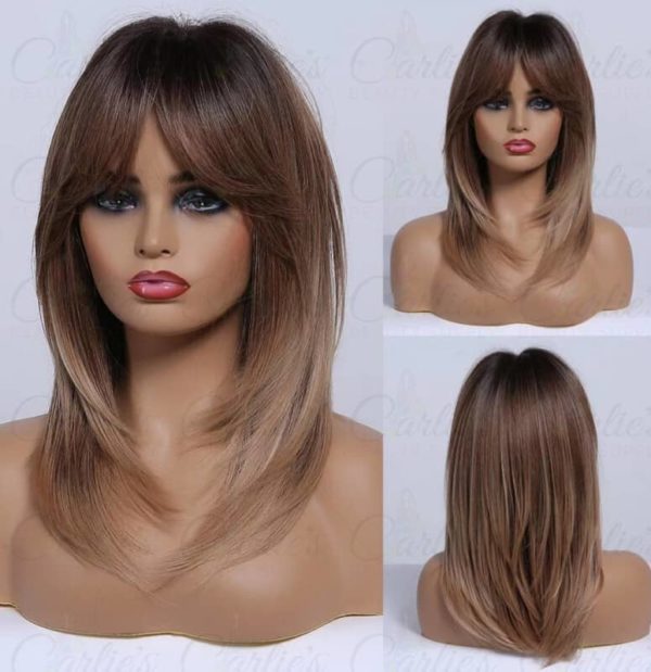 Brown-to-Blonde Ombre Naturally Layered Synthetic Wig