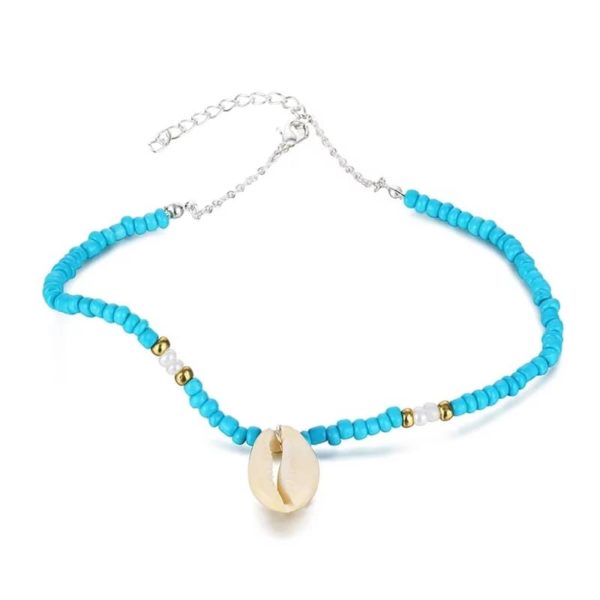 Beaded Cowrie Shell Choker Necklace