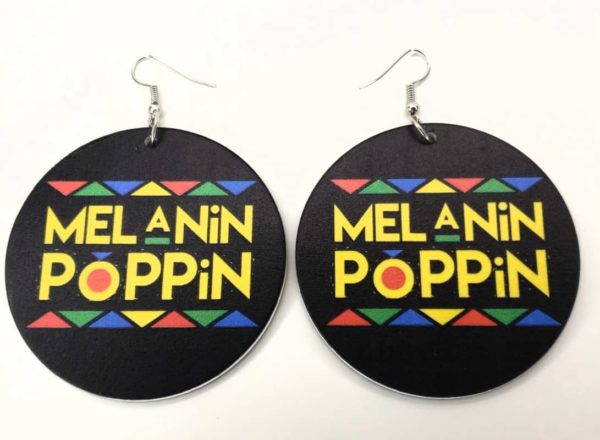 "Melanin Poppin" Hand-Painted Wooden Earrings